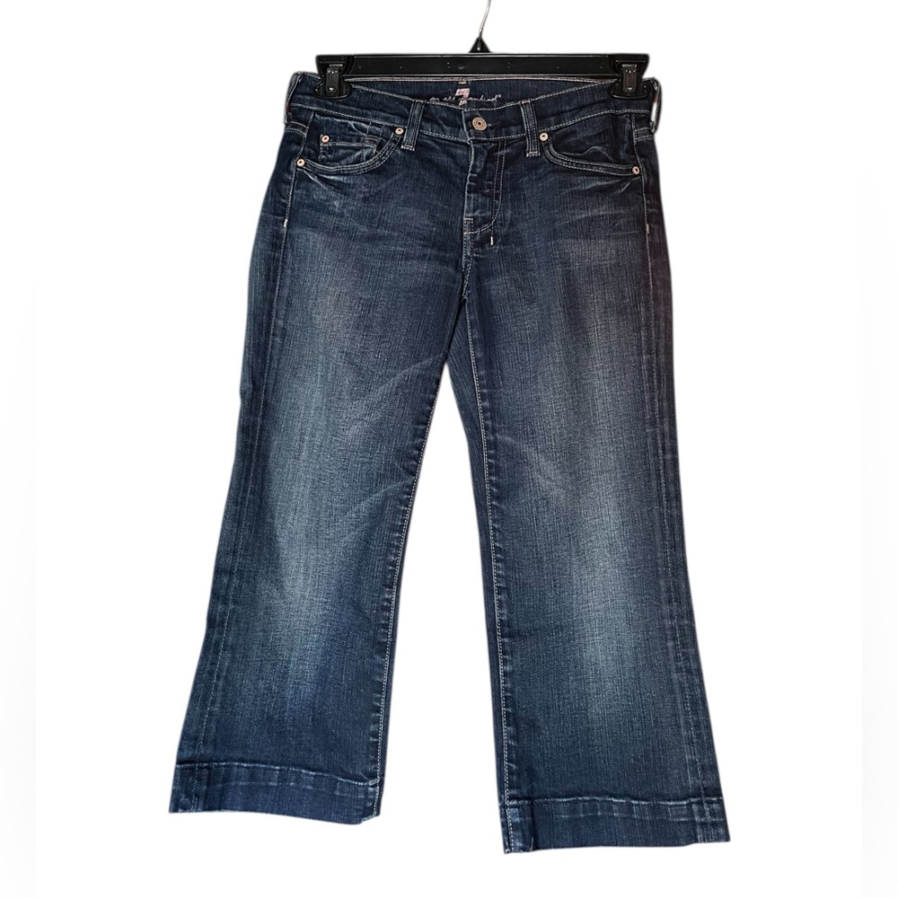 7FAMK DOJO 7 Pocket‎ Dark Wash Capri Jeans Sz 27 - Picture 2 of 6